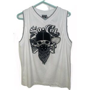 SO CAL Men’s White JERSEY SLEEVELESS TANK TOP SHIRT SIZE M